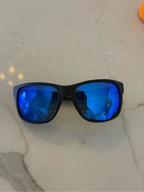 Solo Matte Black Sunglasses with Blue Mirrored Lenses